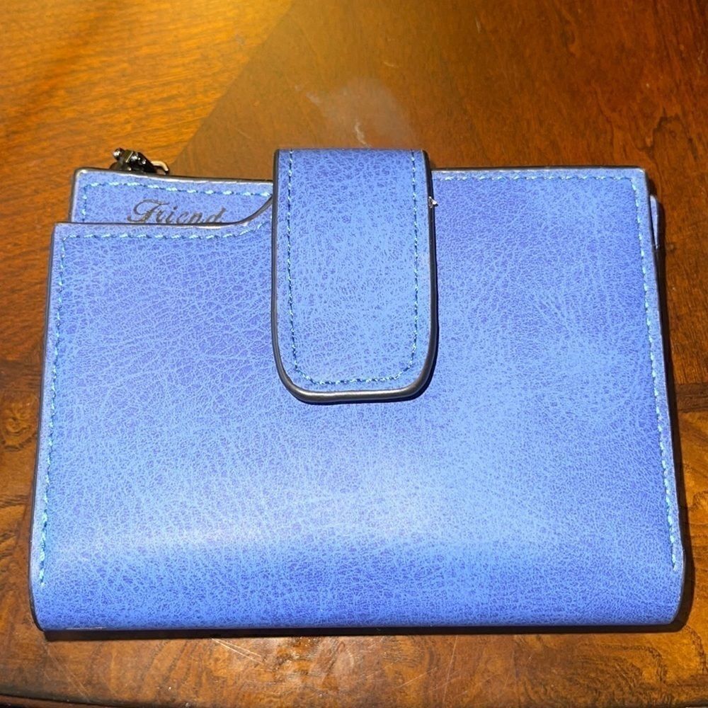 NWOT Multi compartment cobalt blue vegan wallet